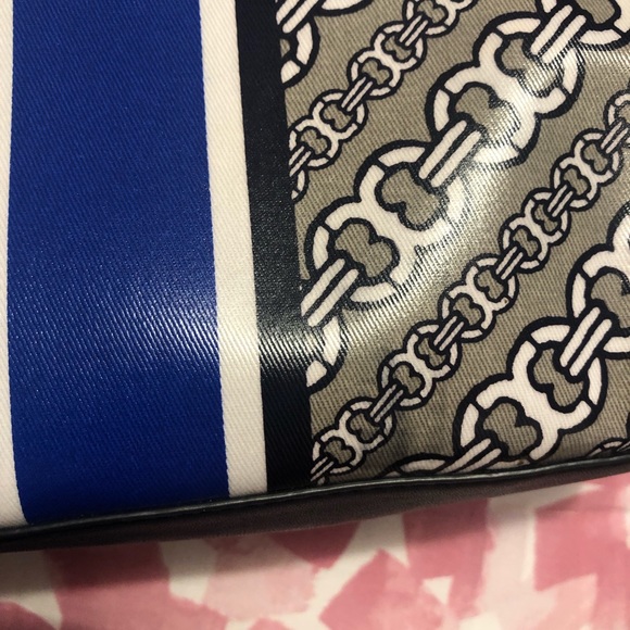 Tory Burch Gemini Link Bias Small Tote Blue & Grey - Picture 7 of 12